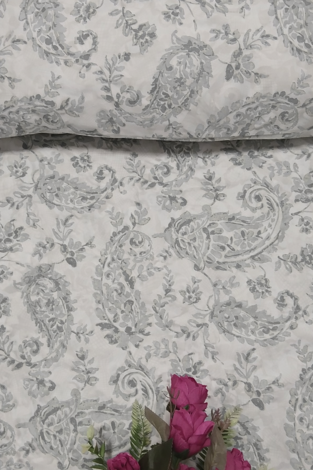 طقم ملاية سرير قطن ضد الوبر - زخارف ملكية رمادية