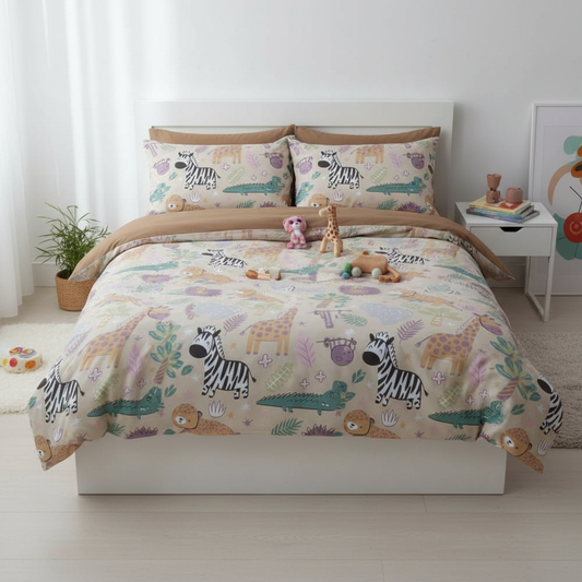 طقم حيوانات السافاري مع ملاية كافيه سادة