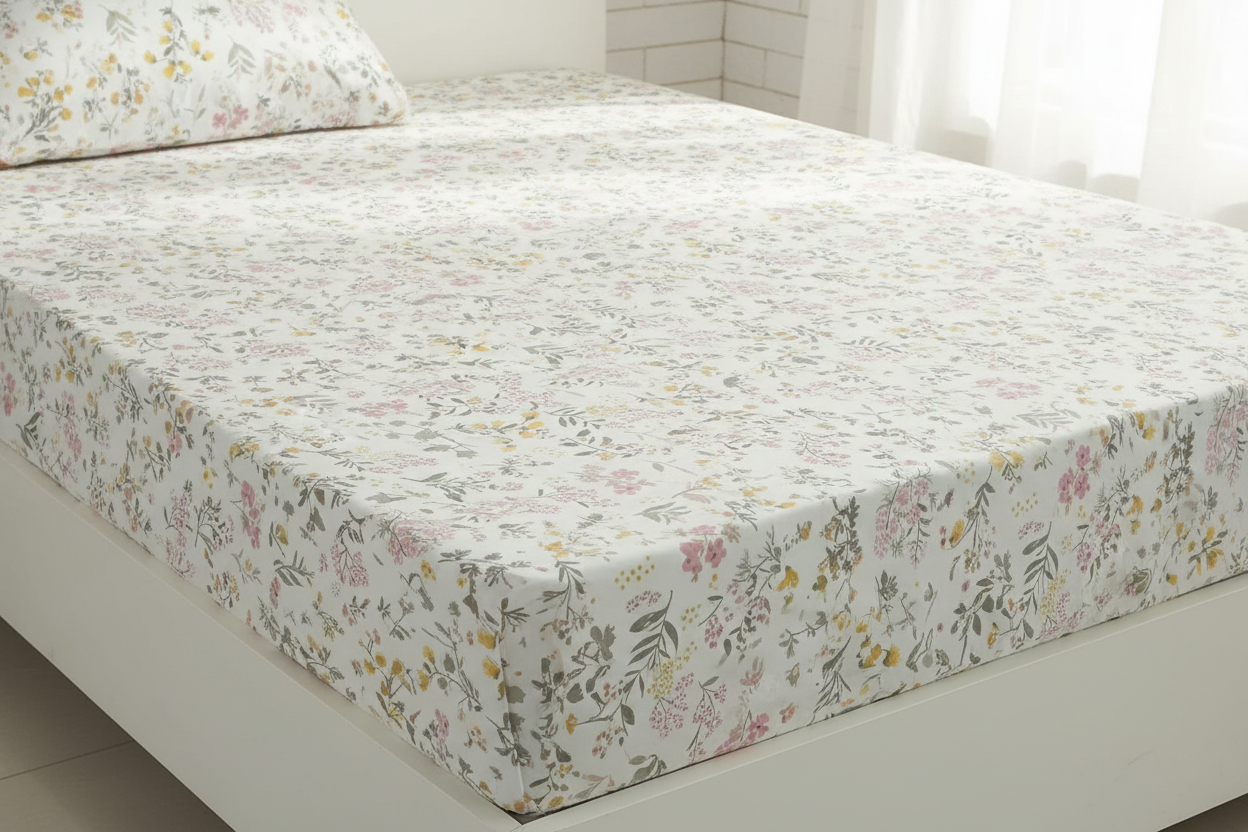 صورة إعلانية لملاية سرير بنمط مشجر