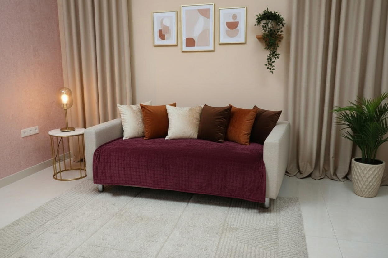 الدفاية القطيفة البنفسجية بديكور أنيق