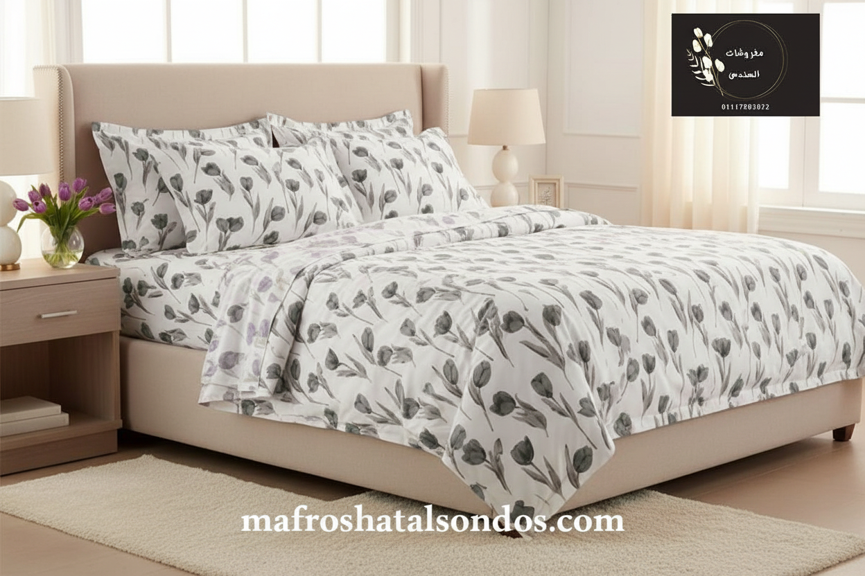 نفس الديكور الجانبي - زهور رمادية وفروع خضراء