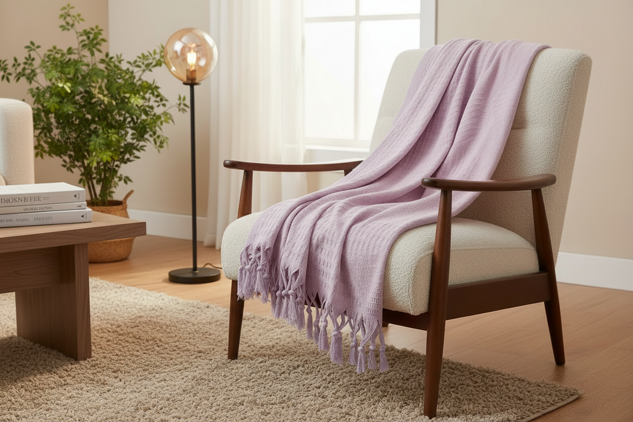 Light Lavender Blanket on Chair