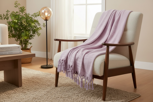 Light Lavender Blanket on Chair