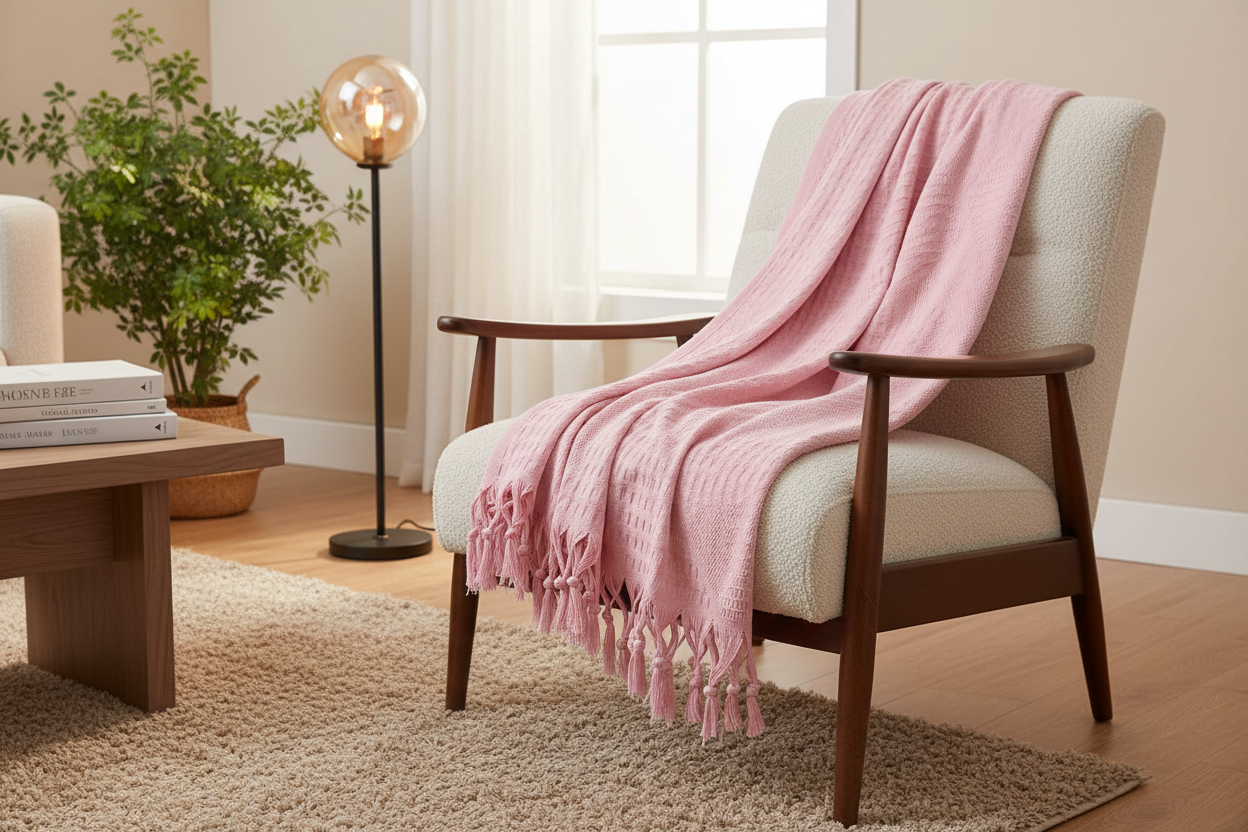 Light Pink Coverlet on Chair