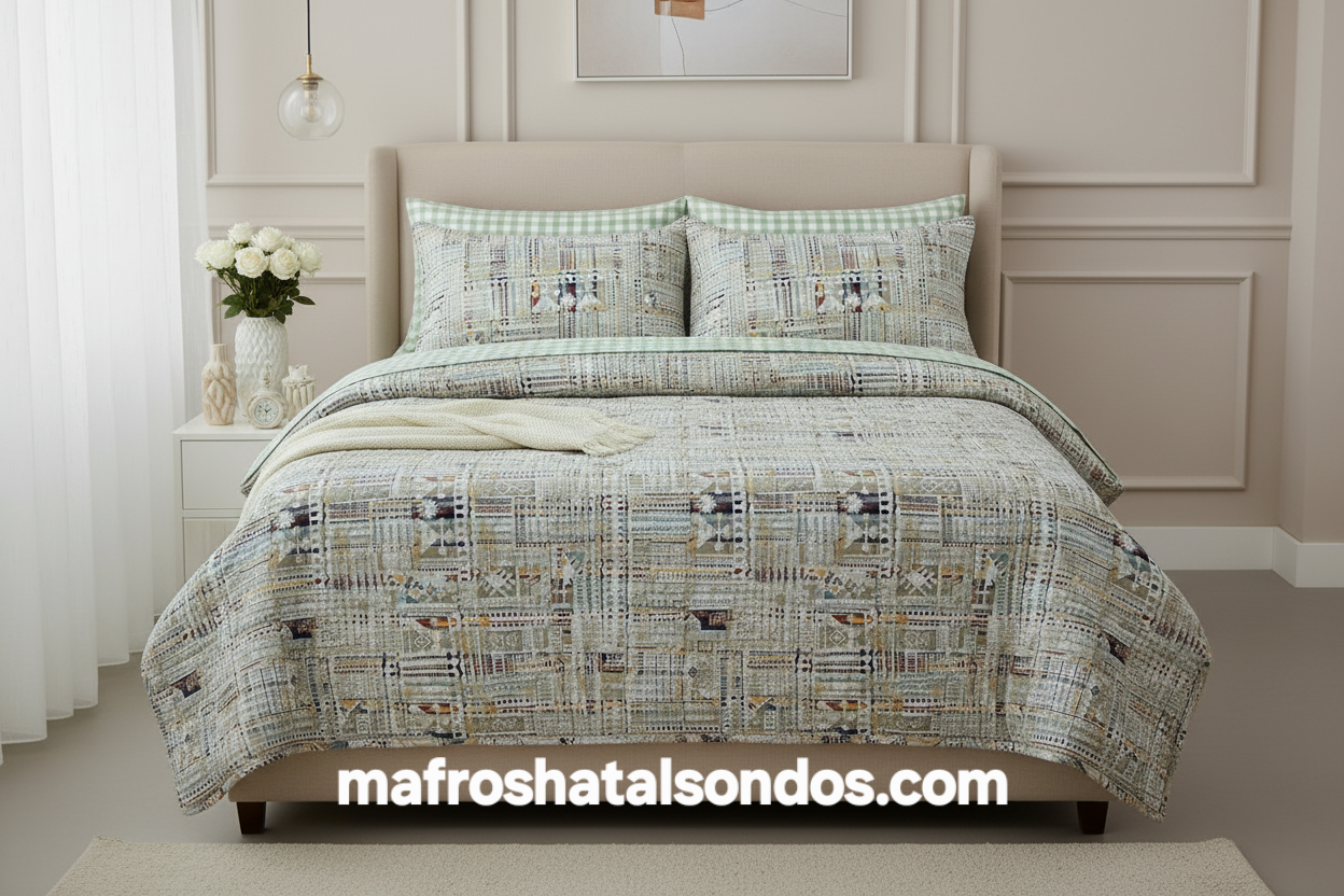 طقم ملاية سرير قطن ضد الوبر - بوهيمي هندسي