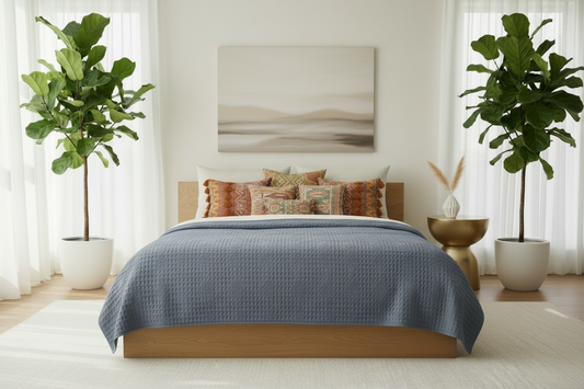 Steel Blue Grey Coverlet